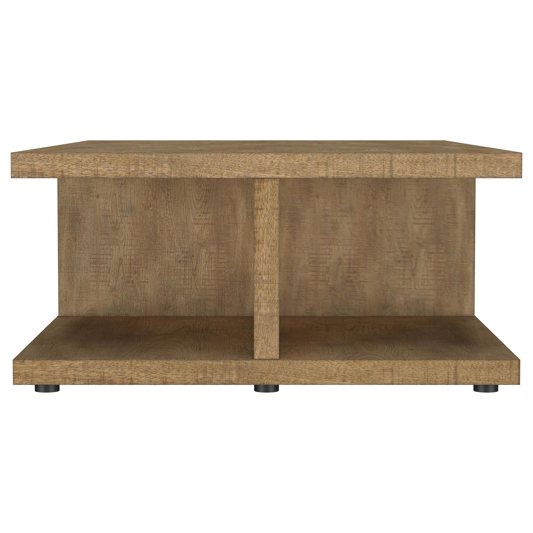 Bottom showing plastic glides on Cortona coffee table