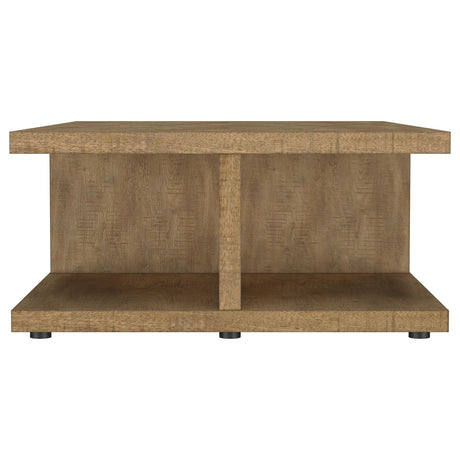 Bottom showing plastic glides on Cortona coffee table