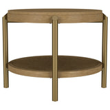 Top view of Arini Round End Side Table highlighting wood grain