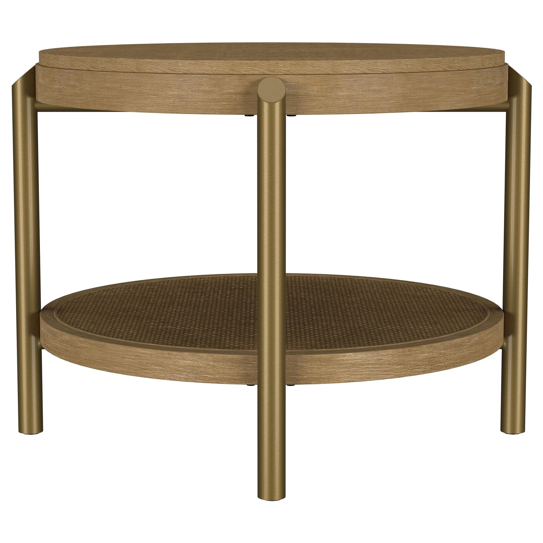 Top view of Arini Round End Side Table highlighting wood grain