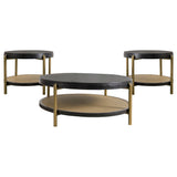 Arini round coffee and end table set, side angle