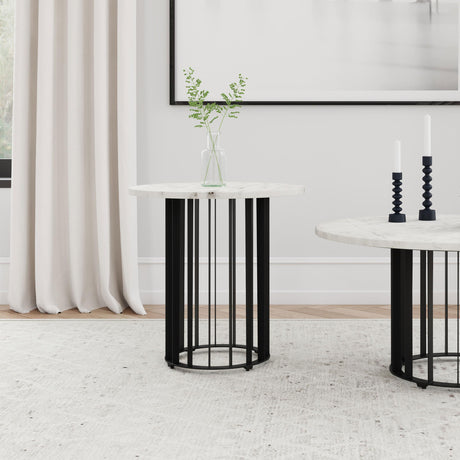 Haven side table showing top marble surface