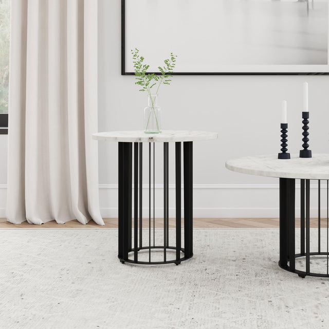 Haven side table showing top marble surface