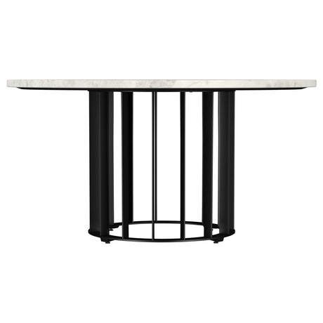 End table with black marble top and iron base