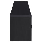 Close-up of black melamine finish on Murray TV stand