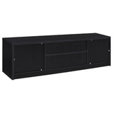 TV stand back showing wire management holes