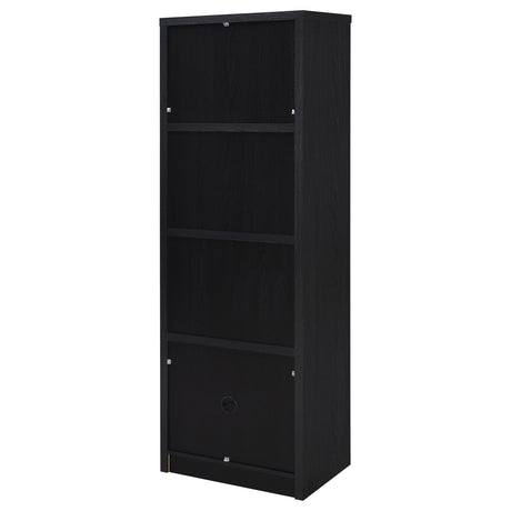 Three open shelves with decorative items