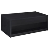 Knapp 2-piece lift top coffee table set in black, front angle