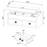 Lifted top position showing storage