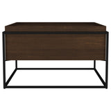 Iron frame and legs supporting Fulton coffee table