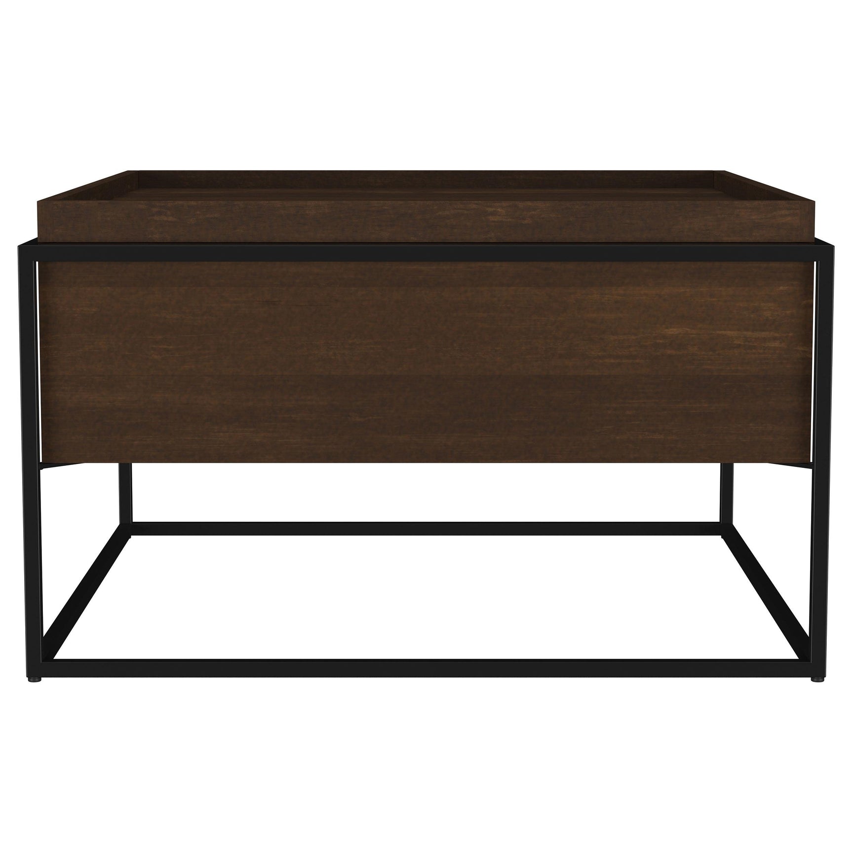 Iron frame and legs supporting Fulton coffee table