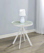 Briggs end side table close-up of marble pattern glass top