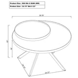 Briggs round coffee table with white metal frame and marble printed glass top