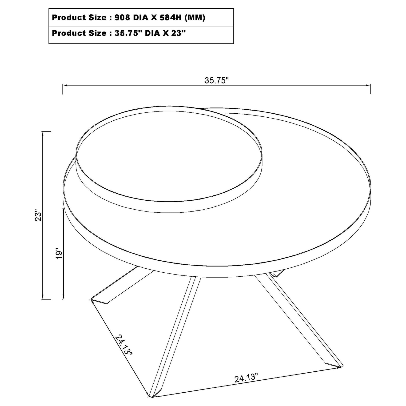 Briggs round coffee table with white metal frame and marble printed glass top
