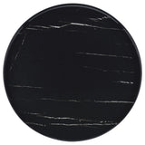 Briggs marble printed glass top with black metal legs