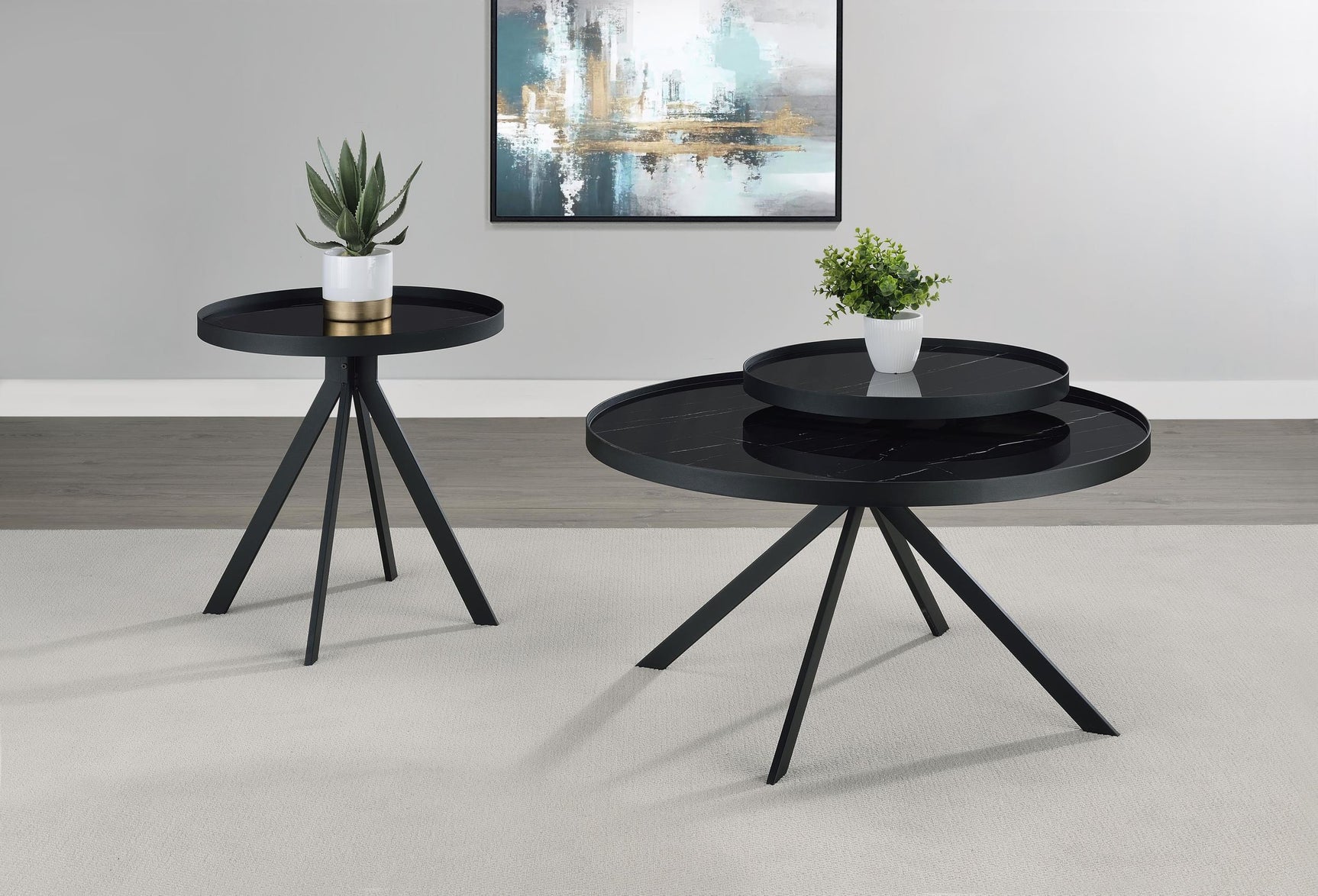 Briggs compact round marble top side table
