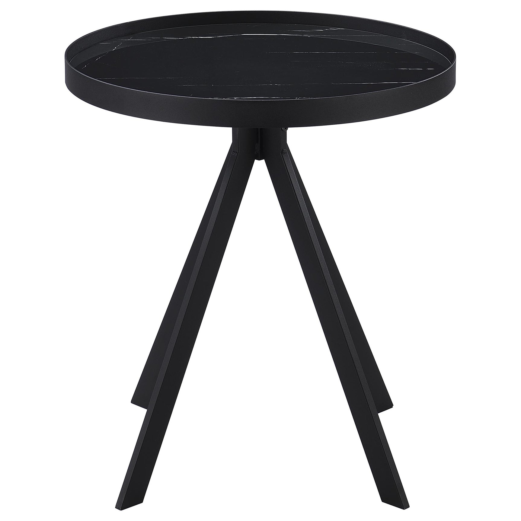 Side view of Briggs black metal frame coffee table