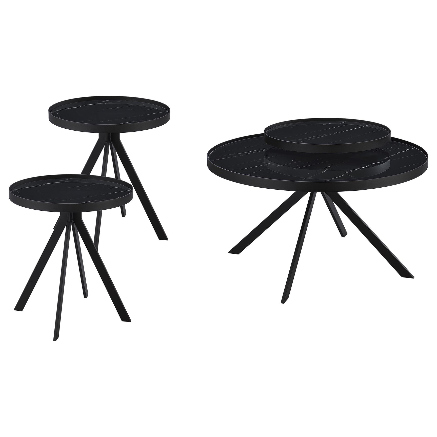 Briggs coffee table shown from angled top view showing marble-pattern glass