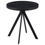 Side view of Briggs coffee table with multi-tier metal frame design