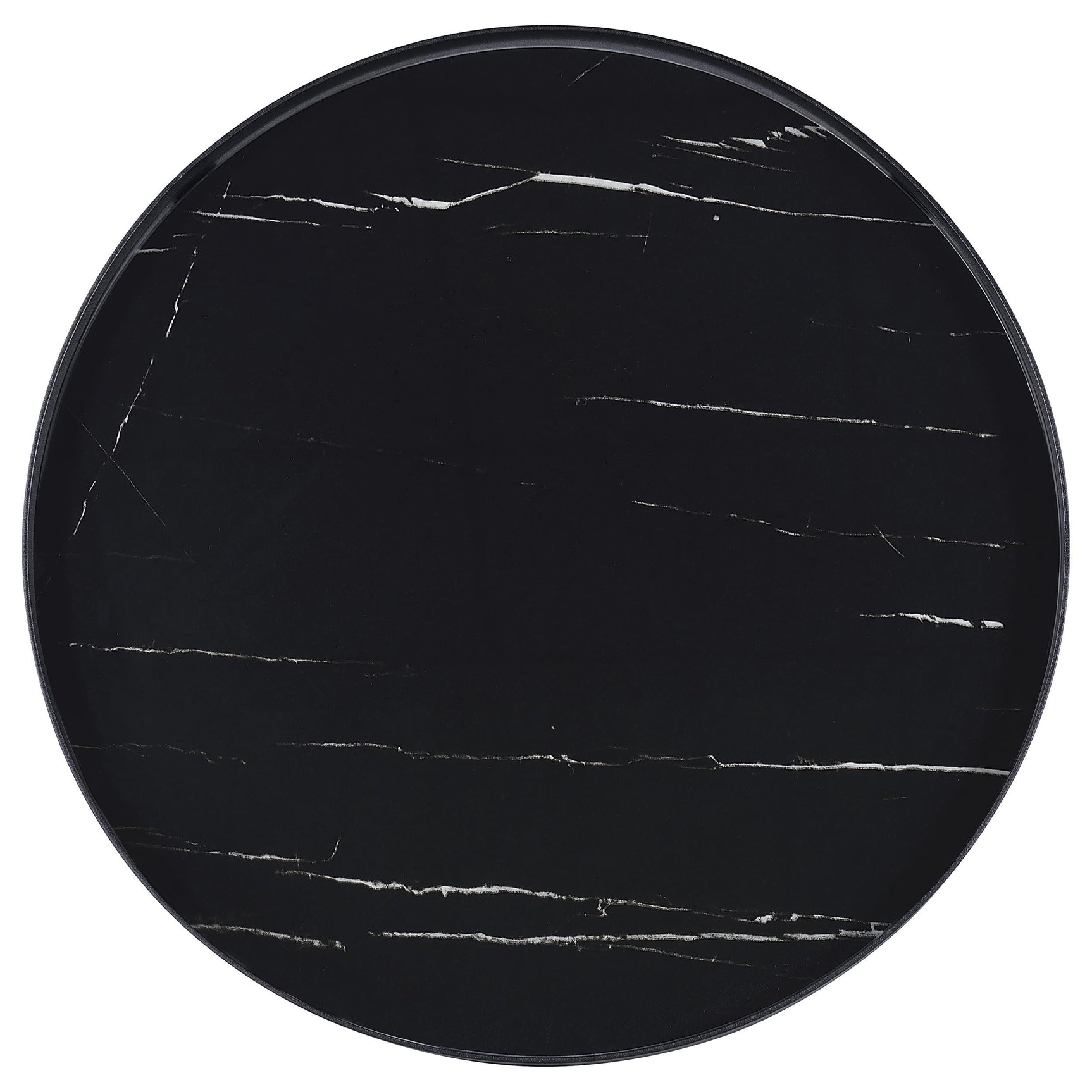 Briggs end table side angle showing tempered glass and black metal