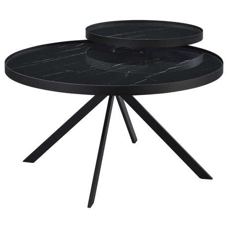 Briggs coffee table multi-tier design with marble-pattern glass
