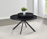 Briggs coffee table side angle highlighting metal frame and lower tier