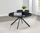 Close-up of Briggs coffee table marble printed glass surface