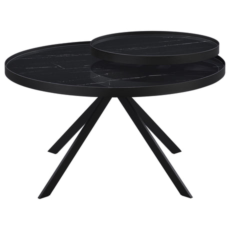 Detail of metal frame and leveler on Briggs coffee table