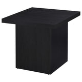 Close-up of black melamine veneer on coffee table