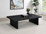 Max coffee table side angle showing laminate surface
