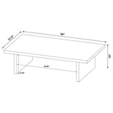Black laminate coffee table corner detail