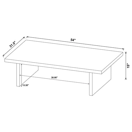 Black laminate coffee table corner detail