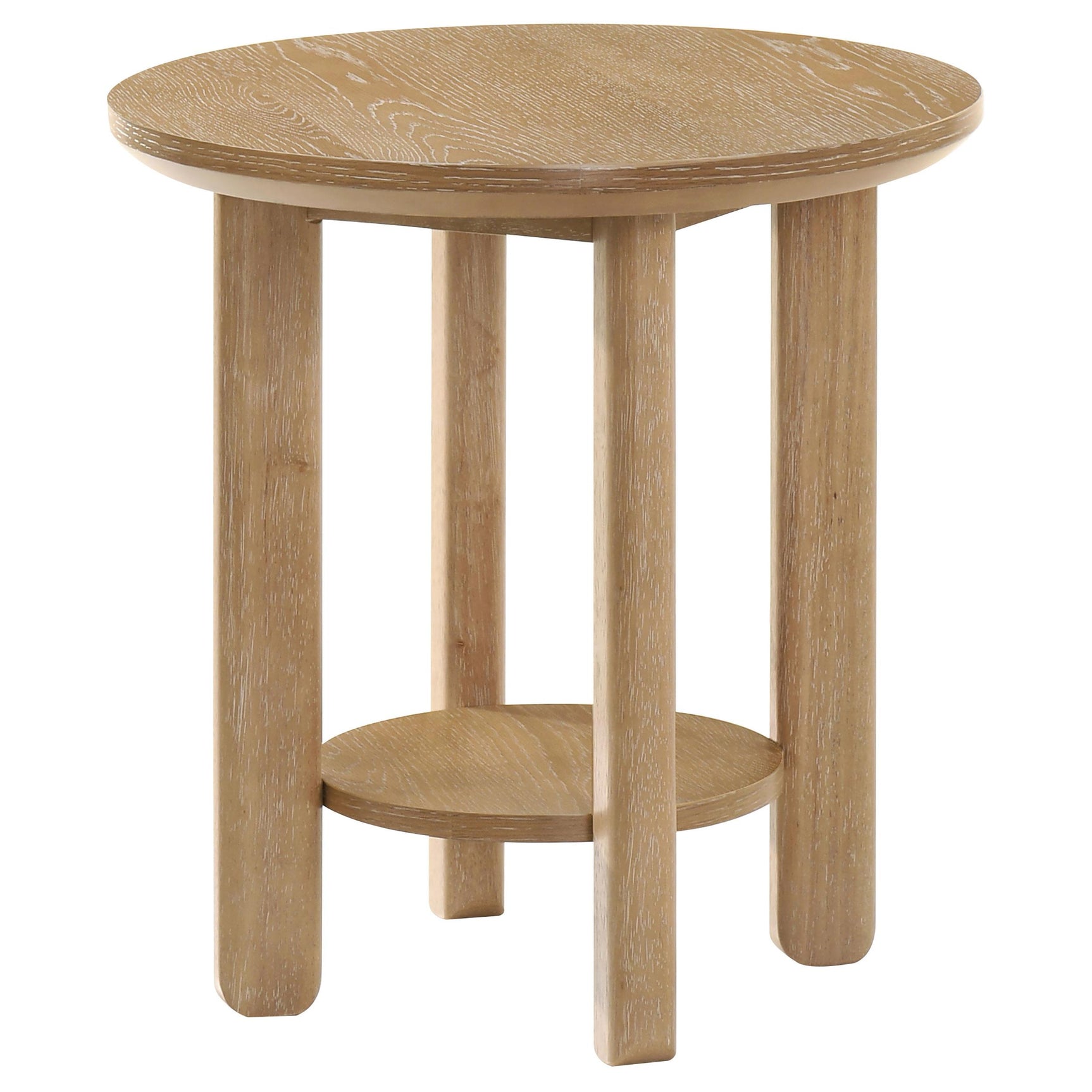 Top down view of Ottowa Round Wood Side End Table in light oak