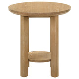 Ottowa side table placed beside sofa showing storage shelf