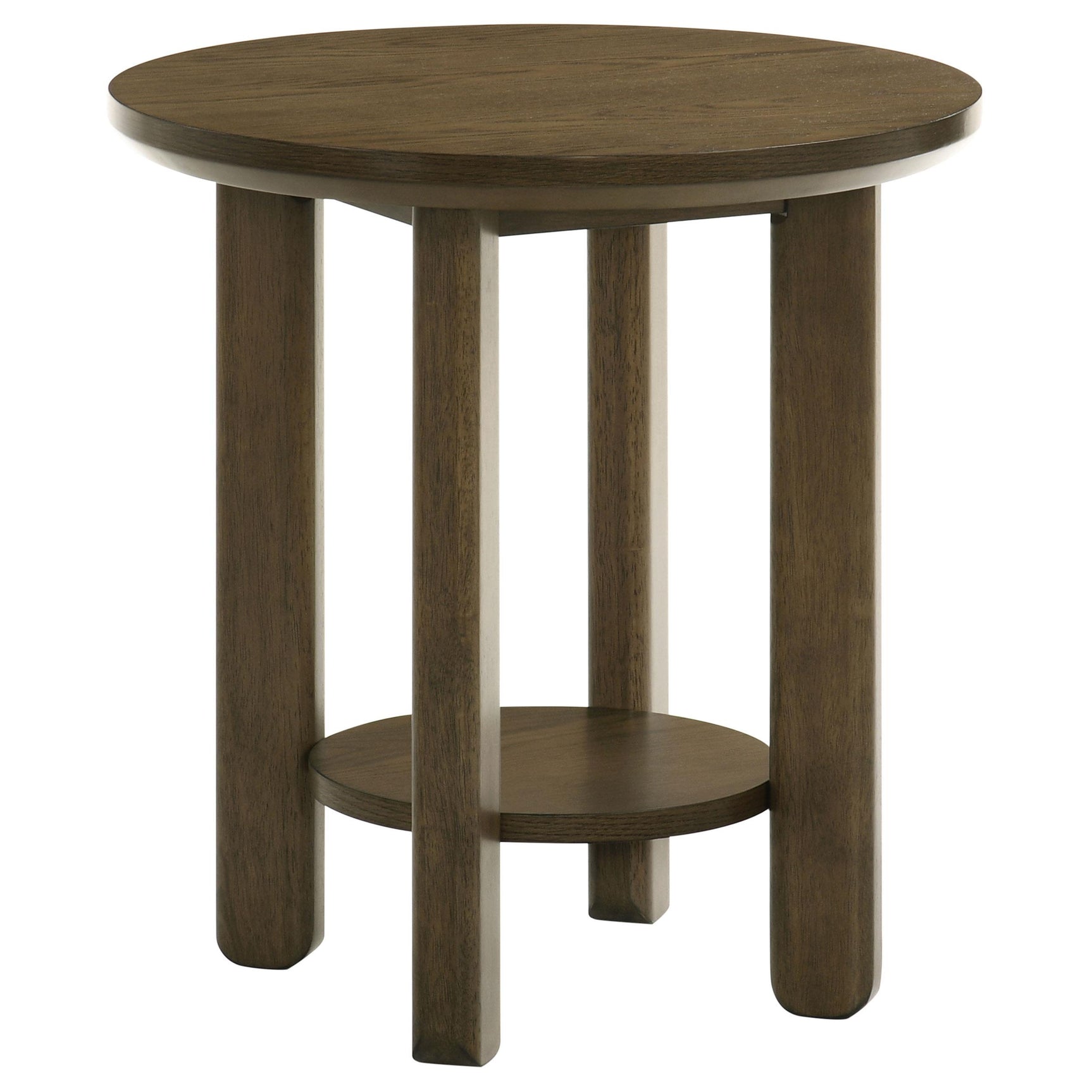 Ottowa 2-piece round wood coffee table set in brown finish