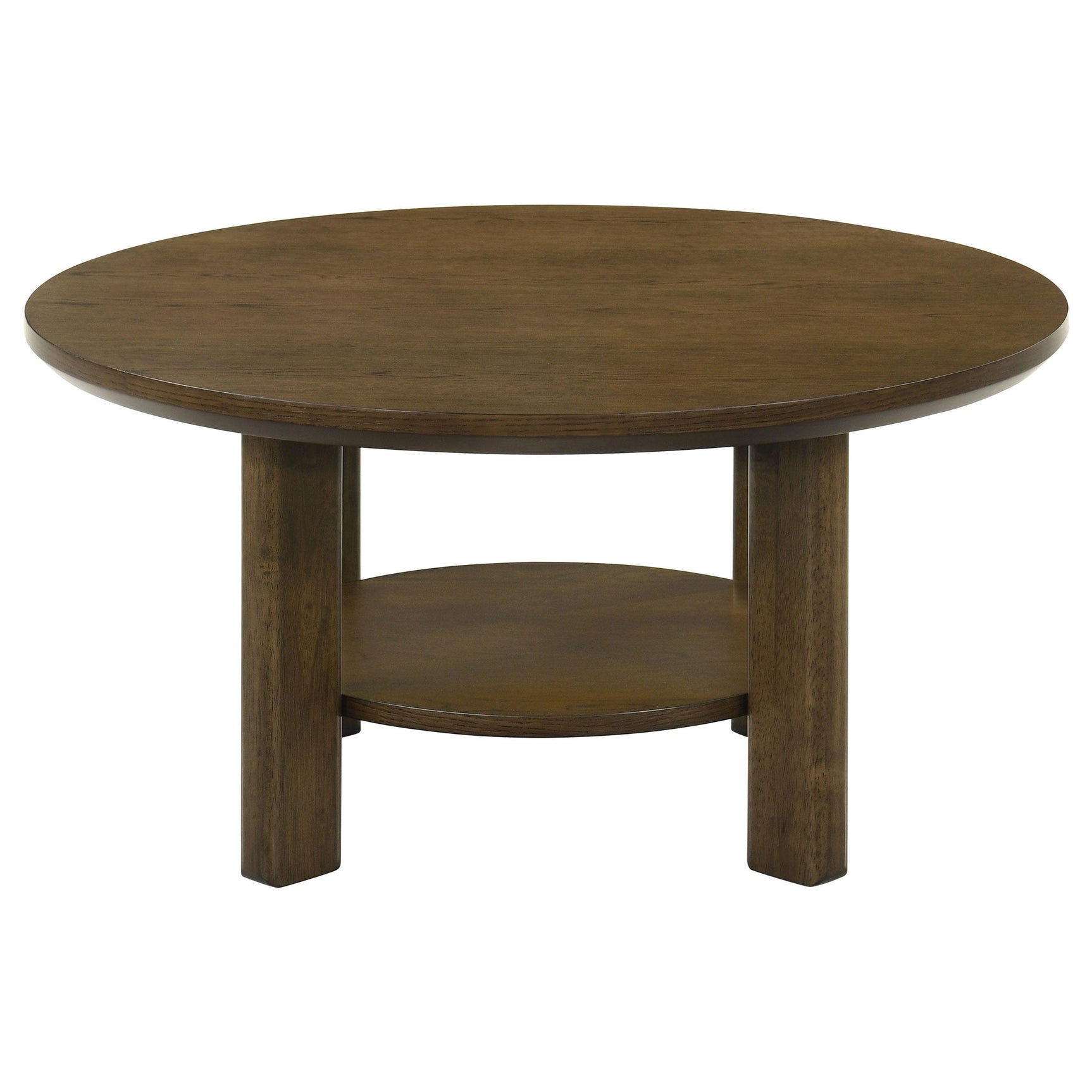 Ottowa 2-piece round wood coffee table set in brown finish