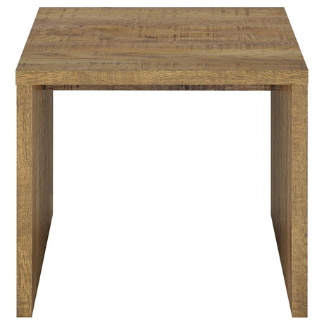 Top view showing mango wood grain and true square edges