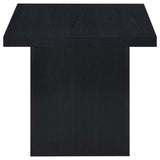 Bottom of Devar end table showing plastic glide levelers
