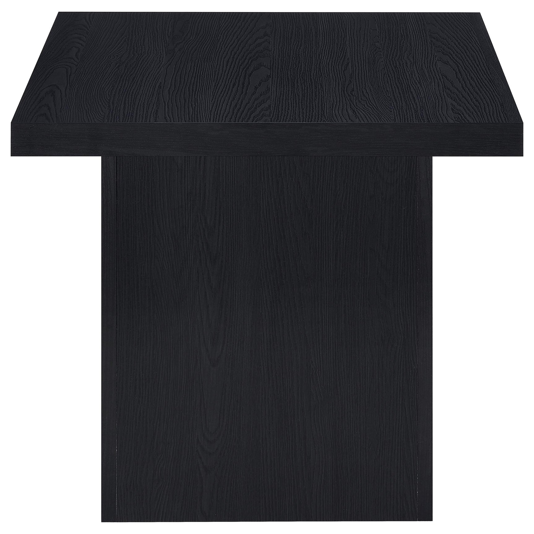Bottom of Devar end table showing plastic glide levelers