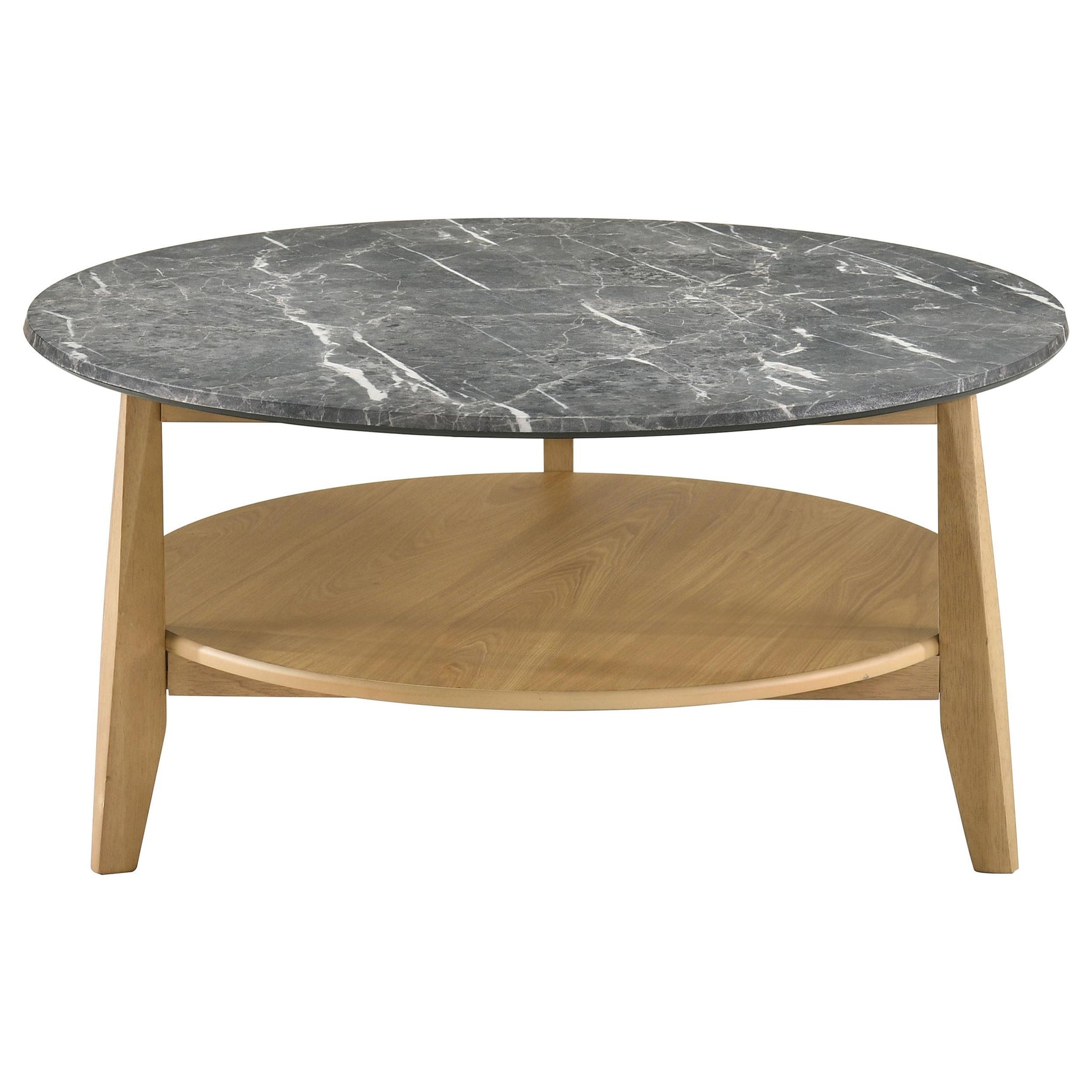 Bradley coffee table storage shelves with décor items