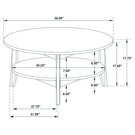 Bradley coffee table with decorative items on top