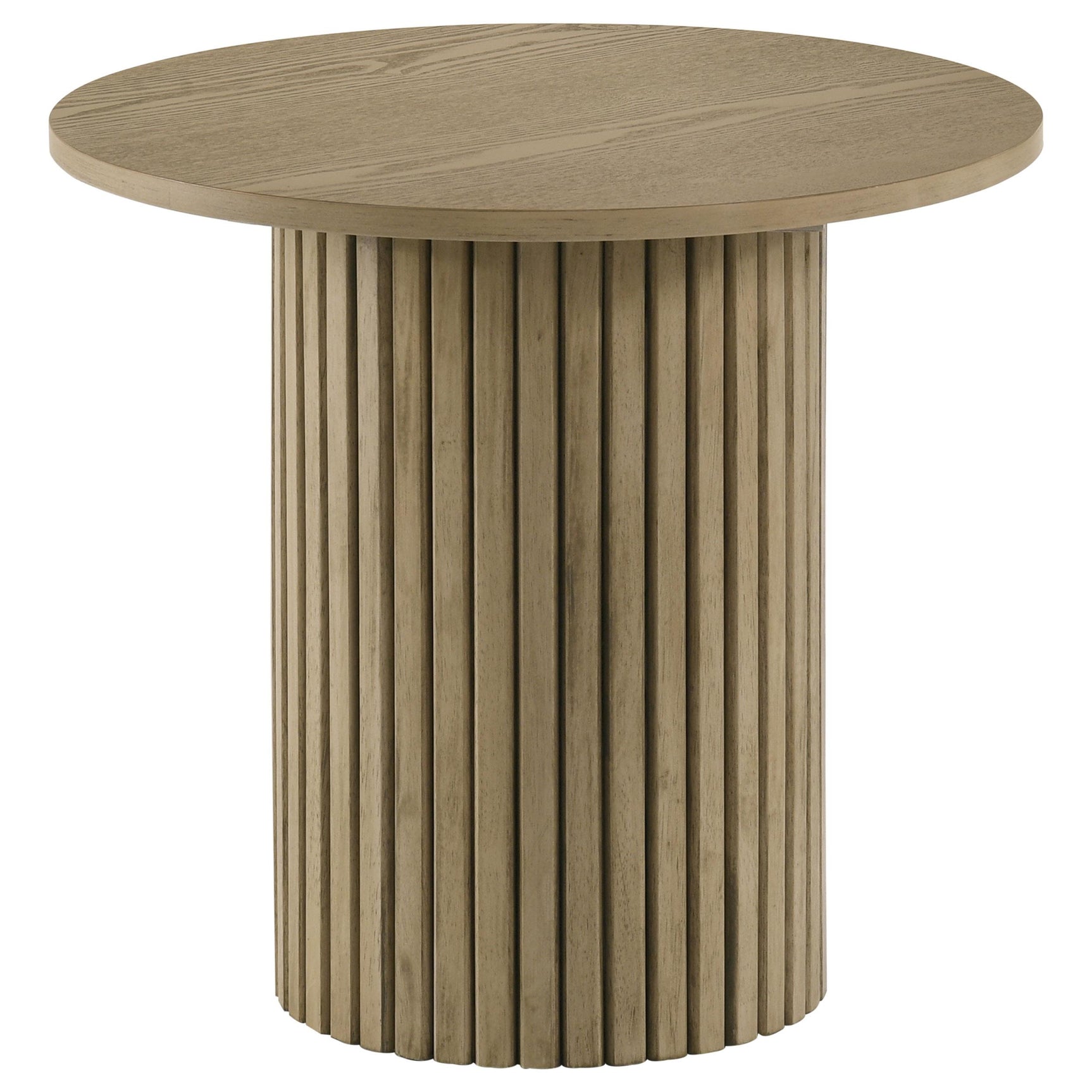 Hamlyn 2-piece Round Fluted Coffee and End Table Set Natural Oak