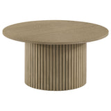 Hamlyn 2-piece Round Fluted Coffee and End Table Set Natural Oak