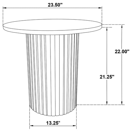 Top-down view of Hamlyn round side table
