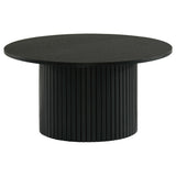Side view of Hamlyn coffee table with fluted pedestal base