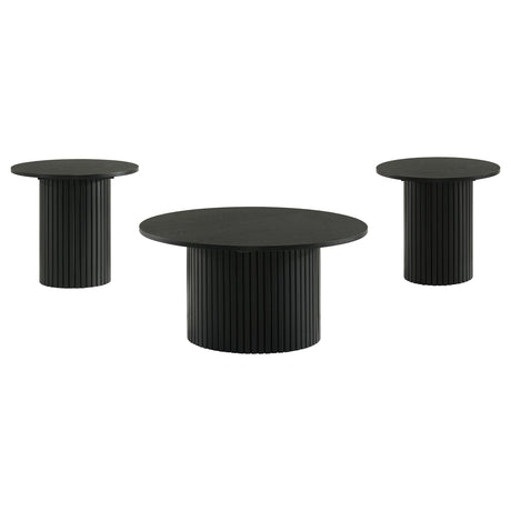 Hamlyn coffee table close-up showing fluted pedestal base