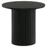 End table with vertical reeding on cylindrical base