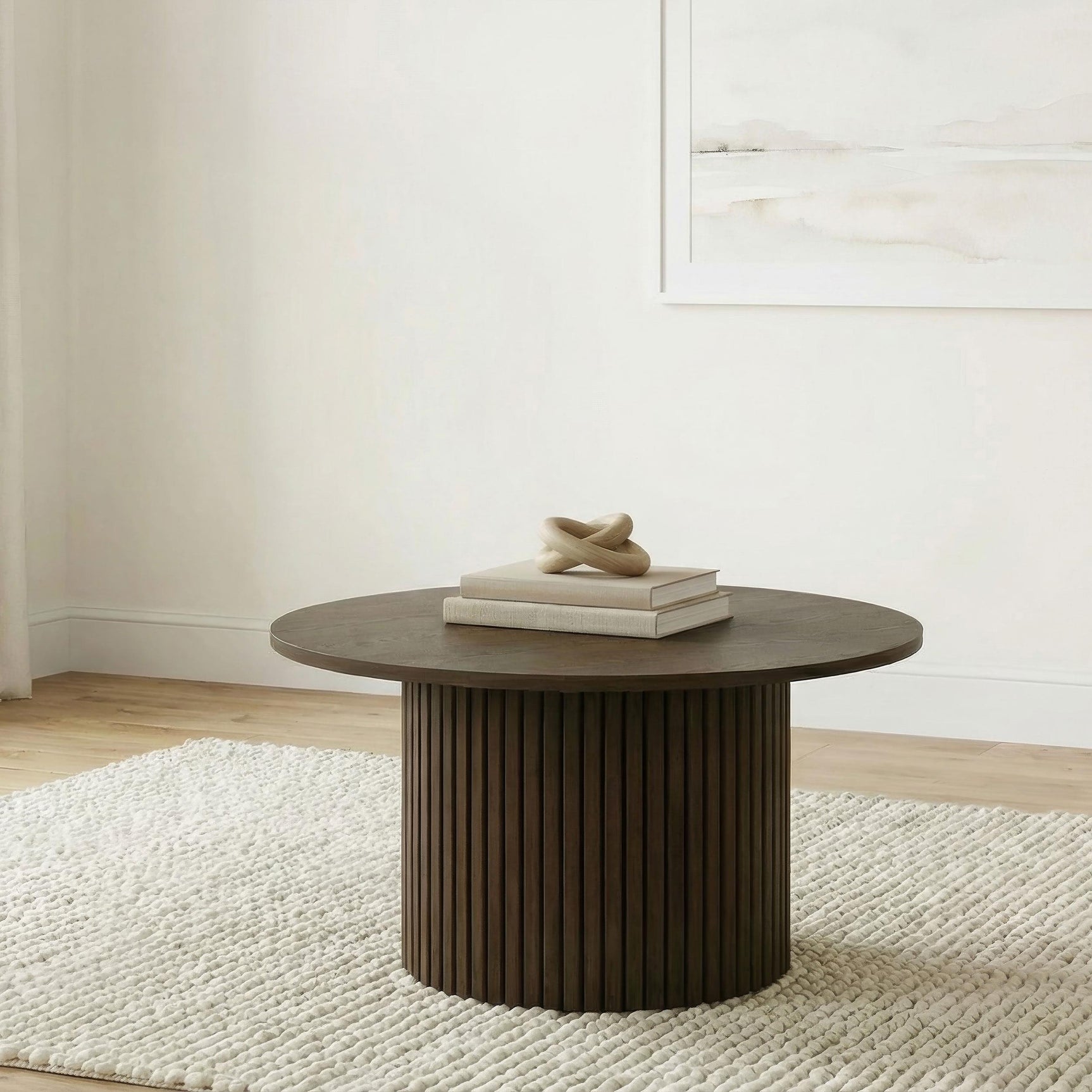 Hamlyn Coffee Table fluted pedestal base close-up
