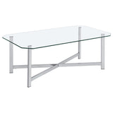 End table with tempered glass top and chrome frame