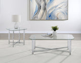 Top view of Cronin rectangular tempered glass coffee table